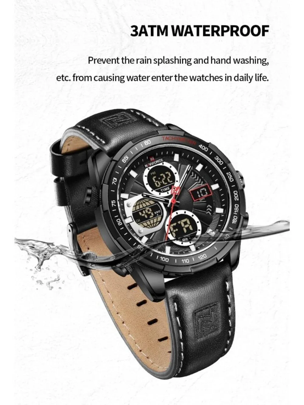 Men All Black Analog Quartz Waterproof Chronograph Classic Stylish Casual Watch